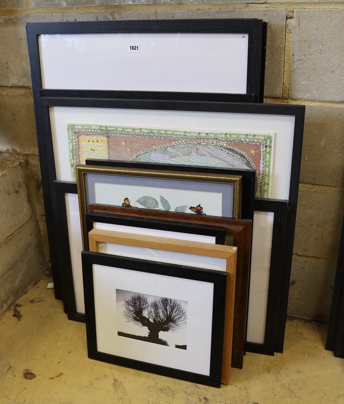 Rebecca Morse (Modern British) pen and ink with card cut out, three book illustrations and nine other framed works, largest 56 x 56cm (12)